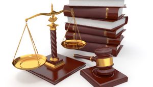 Justice concept. Law, scale and gavel. 3d